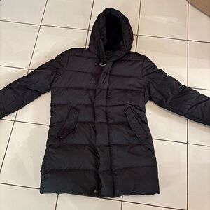 Sand Black Hooded Puffer Coat size Large